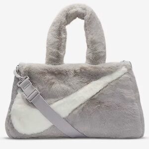 Gray Nike Faux Fur Tote Bag